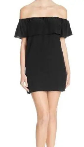 Yumi Kim Silk Ruffle Black Off The Shoulder Dress Style DR-9826 Women Size Small