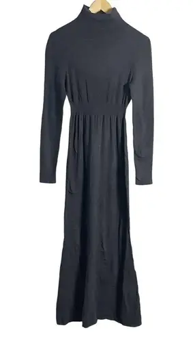 Toccin Black Ribbed Turtleneck Long Sleeve Midi Sweater Dress Size Medium