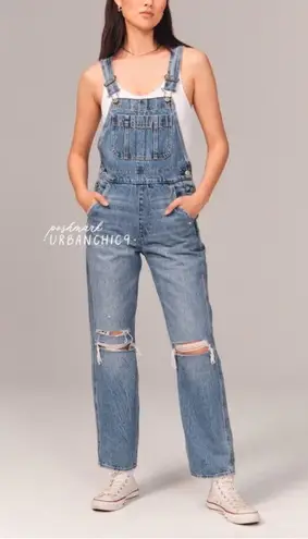 Abercrombie & Fitch  Distressed Denim Overalls Medium thumbnail 1