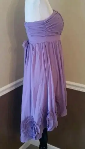 Doe & Rae Lavender Pleated Rosette Strapless Hi-Low Dress ModCloth Fairy Boho