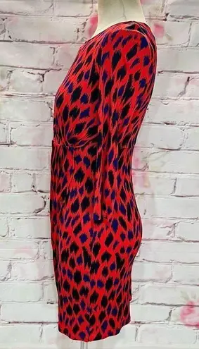 LK Bennett L.K. Bennett Women's Sarah Red Abstract Print 3/4 Sleeve Pencil Dress Size 2