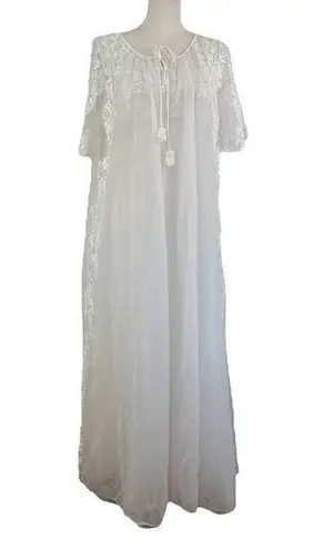 Vintage 60's Negligee Set Maxi White Lace Wedding Trousseau Lingerie Bridal