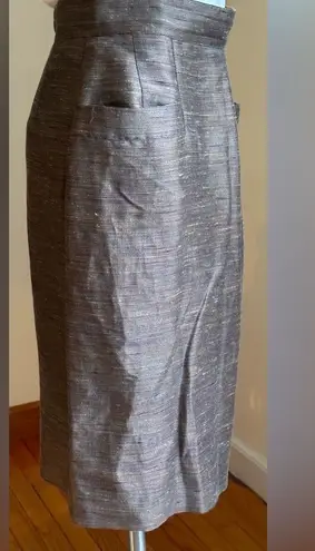 Mary Ann Restivo Vintage Midi Gold Brown Blue Purple Mini Stripes Skirt SZ 12