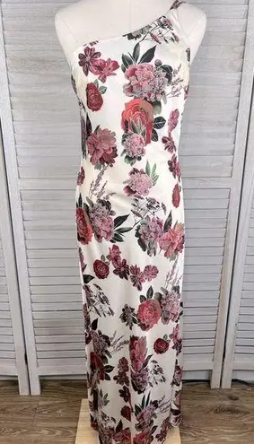 Nana Macs "Own the Evening" One Shoulder Satin Slip Dress-Large