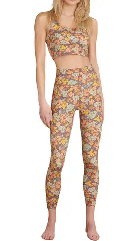 Veronica Beard Vilena Leggings Floral Orange Multi High Rise Workout Small NWT