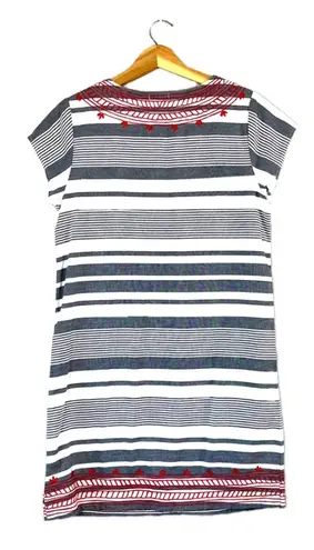 Mud Pie Gray Striped Smocked  Dress M