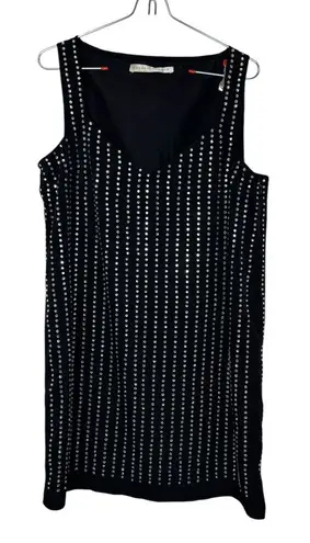 Susana Monaco Womens Dress Midi Back Side Zip Beaded Sleeveless V-Neck Medium