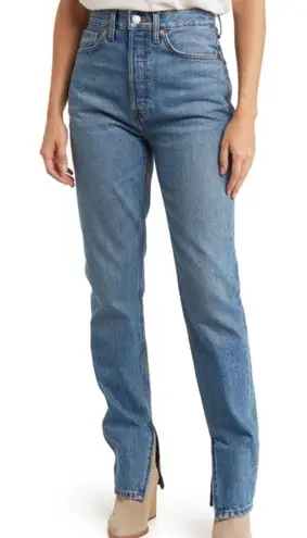RE/DONE High Rise Denim Jeans Ankle Crop Split Hem Light Wash Blue Size 26