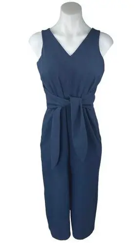 Ann Taylor LOFT Navy Blue Sleeveless Tie Waist V