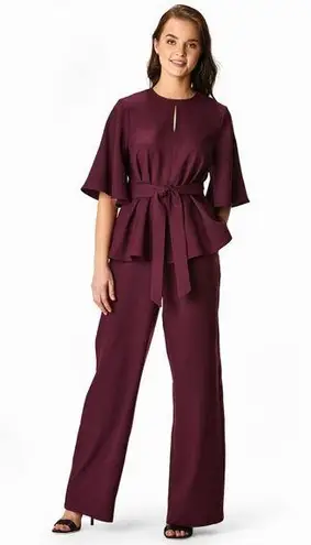 Eshakti Burgundy Bell Sleeve Blouse
