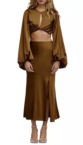 Significant Other Mini Cropped Cutout Top in Dark Gold, Size 10 NEW w/Tag $210 Gold