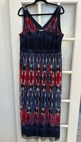 Carmen Marc Valvo Maxi Dress Watercolor Bohemian Sparkle Bead Plus Size 1X NWT