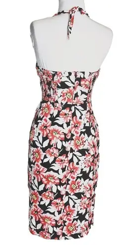 Unique Vintage  tropical floral halter retro dress