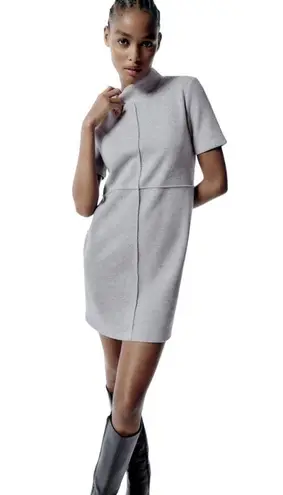 Zara Cotton Blend Reverse Seam Short Sleeve Ribbed Sweater