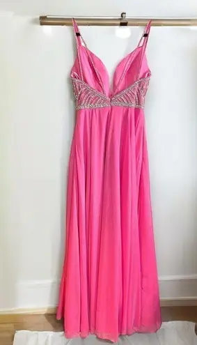 Vienna Prom Dress Pink with Silver Rhinestones Size 2