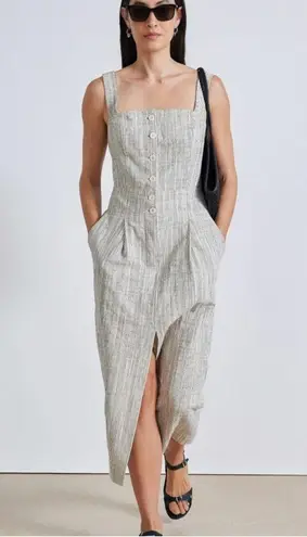 Apiece Apart Berel Tank Cream Pin Striped Midi Dress Size 10