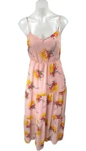 J.Crew Pink Floral Sleeveless Tiered Cami Camisole Midi A