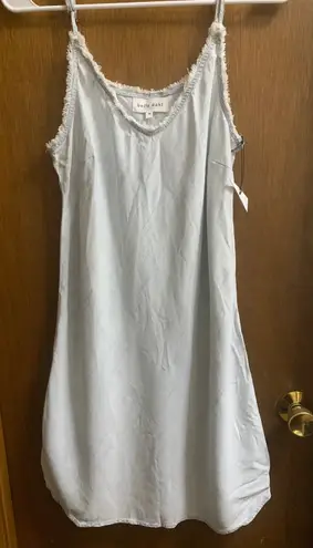 Bella Dahl Denim Chambray Frayed Hem Slip Dress Light Wash Size M
