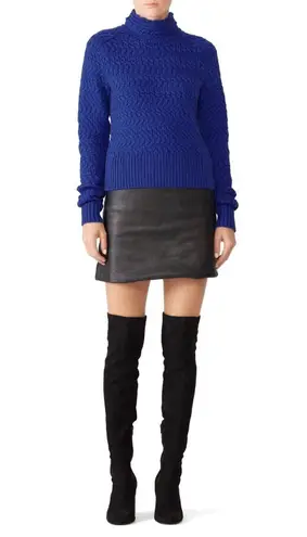 DREYDEN Cobalt Blue Knit 100% Merino Wool High Neck Dyer Sweater Size XS