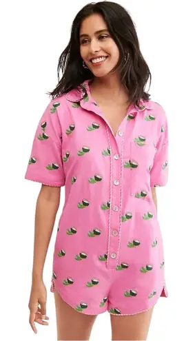 Farm Rio Cross Stitch Coconut Embroidered Pink Playsuit Romper Size Medium $255