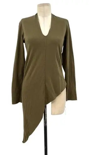 Owens’ Slab by Rick Owens Asymmetrical Long Sleeve Tee Green Size Small