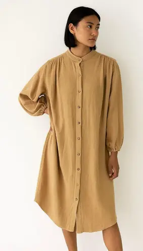 Na Nin Vintage Style The Gloria Waffled Cotton Tunic Dress Size 2 Tan