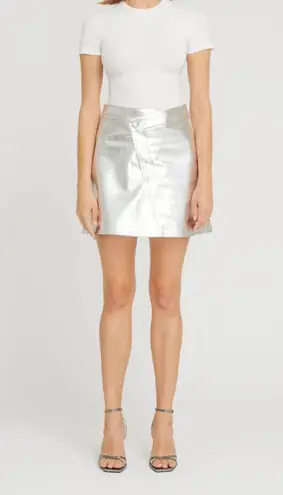Torn By Ronny Kobo 💖 Donnie Metallic Silver Faux Leather Mini Skirt