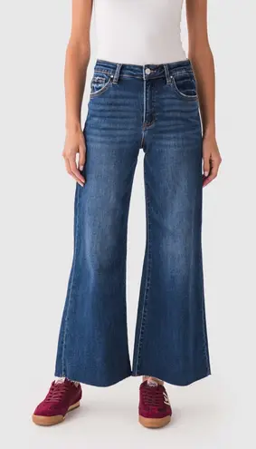 Risen Frannie Palazzo Raw Hem Jeans Size 5/27 Dark Wash Wide Leg Cropped EUC