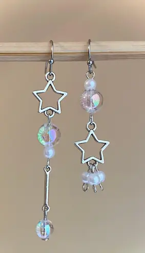 Handmade unique Kawaii vintage fairy y2k whimsical style star dangle earrings🌙👼💕⭐️