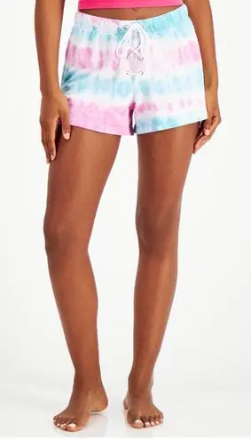 Jenni by Jennifer Moore Jenni Pink & Blue Lace Up Printed Pajama Shorts