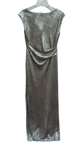 Connected Apparel NWOT 8 Women’s Formal Gown Dress Silver Taupe Cowl Neckline