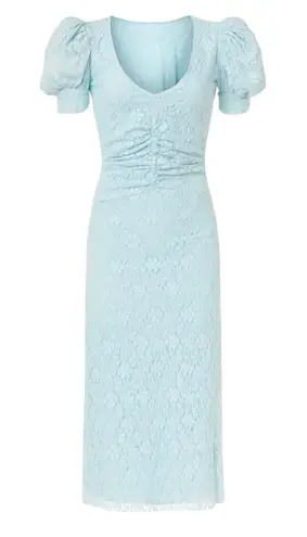 ROTATE Birger Christensen Lace Puff Sleeve Dress in Blue, Size US 2 Blue