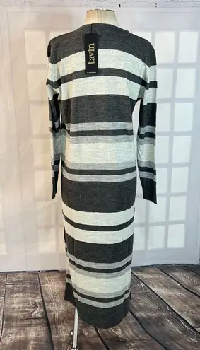 Tavin nwt long sleeve gray striped maxi length sweater dress size small 4