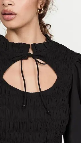 Love The Label Anthropologie Black Smocked Puff Sleeve Blouse Sz.S NWT