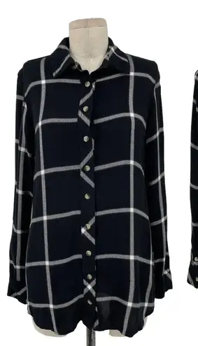Tolani Collection Plaid Flannel Shirt Printed Back Black Size XS
