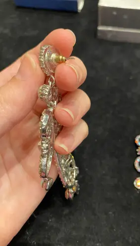 Ab Stone Pageant Earrings Silver