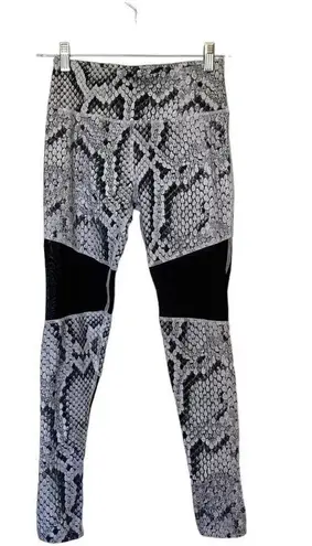 Varley Snakeskin Sycamore Mesh Panel Compression Leggings Ash Python Athletic XS