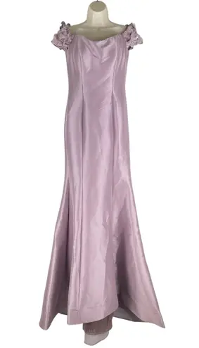 Terani Couture Floral Off Shoulder Long Gown Mauve Size 4 2021E2799