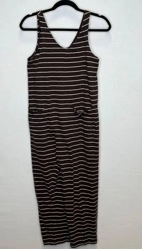 Pact Organic Cotton Brown & White Striped Sleeveless Knit Jumpsuit Romper XS