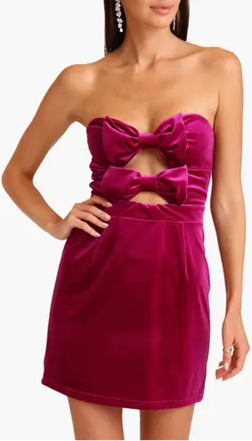 Avec Les Filles NWT Bow Strapless Cutout Mini Dress in Fuchsia Sz XL | Holiday