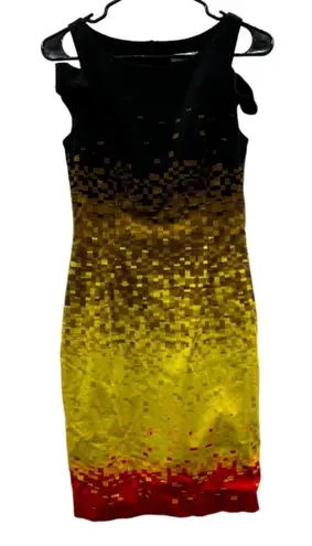 Karen Millen Black Ombre Colorful Block Print Sleeveless Mini Dress Size 4