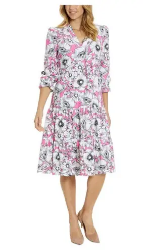 Jude Connally Dress Womens Large Pink Maggie Perennial Garden Peony Made USA NWT