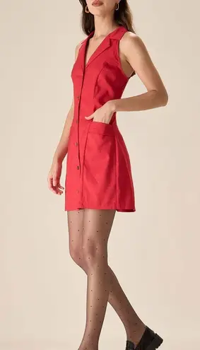 Rihoas Red Collared Pocket Button Mini Dress Size M