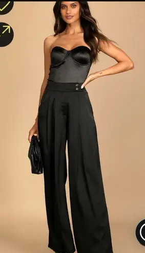 NWT LULU'S SATIN BUSTIER STRAPLESS THONG BODYSUIT W/FULL ZIP SNAP CROTCH STYLE Black Size XS