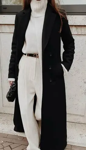 Black button long coat Size 2