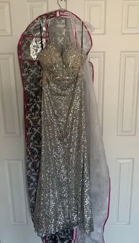 Black Label Silver Sequin Prom Dress