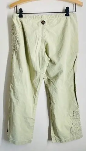 prAna  Organic Cotton Embroidered Crop Pants Light Green size XS