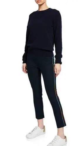 DEREK LAM 10 CROSBY Cropped Embroidered Flare Trouser w Rainbow Size 4 Black