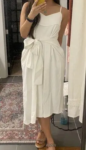 COLOVOS Women's White Tank Top Tie Front Sleeveless Pocket Midi Dress Size 2