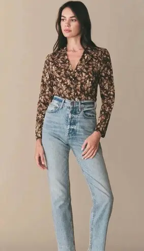 Doen Sheila Fern Grove Floral Top Womens XS Brown